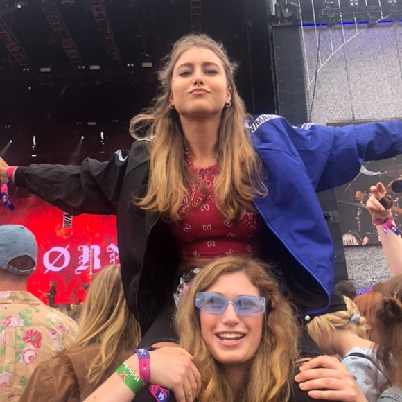 Two Toned Bomber Jacket—Patch Black Ribbon Detail 🟣 - Picture 5 of 5